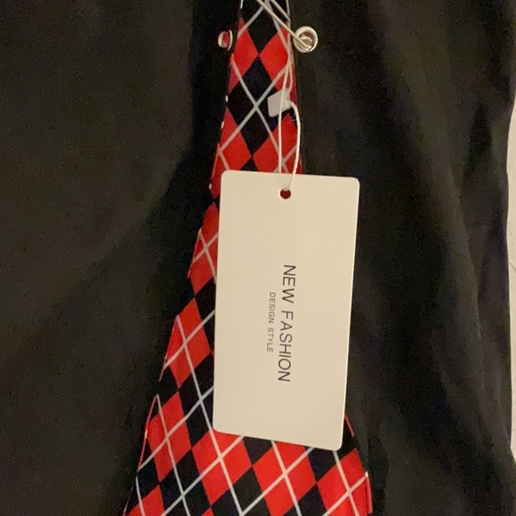 New Fashion Gothic Argyle Safety Pin Mini Skirt, Size L, Black/Red/White, NWT - Picture 10 of 10